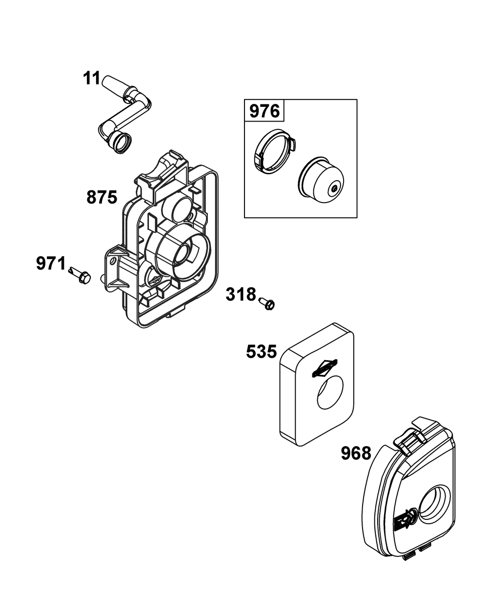 Air Cleaner Group Diagram and Parts List for 08P602-0029-H5 020000 - 09Z999 Briggs and Stratton Engine